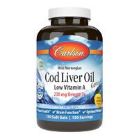 Жирні кислоти Carlson Labs Cod Liver Oil Gems Low Vitamin A, 150 капсул