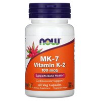 Витамины и минералы NOW Vitamin K2 (MK7) 100 mcg, 60 вегакапсул