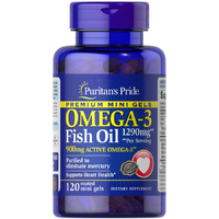 Жирные кислоты Puritan's Pride Omega 3 Fish Oil 1290 mg, 120 мини капсул