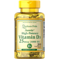 Витамины и минералы Puritan's Pride Vitamin D3 1000 IU, 200 капсул