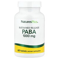 Витамины и минералы Natures Plus PABA 1000 mg Sustained Release, 60 таблеток