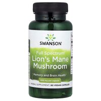 Натуральная добавка Swanson Lion's Mane Mushroom 500 mg Full Spectrum, 60 капсул