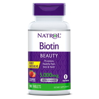 Витамины и минералы Natrol Biotin 5000 mcg, 90 таблеток - клубника