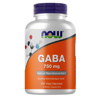 Аминокислота NOW Gaba 750 mg, 200 вегакапсул