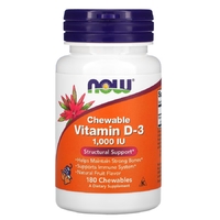 Витамины и минералы NOW Vitamin D3 1000 IU, 180 жевательные таблетки