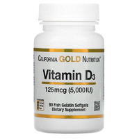 Витамины и минералы California Gold Nutrition Vitamin D3 125 mcg, 90 рыбных капсул