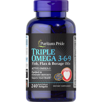 Жирні кислоти Puritan's Pride Triple Omega 3-6-9 Fish, Flax &amp; Borage Oils, 240 капсул