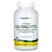 Витамины и минералы Natures Plus Cal/Mag/Vit D3, 60 жевательных таблеток