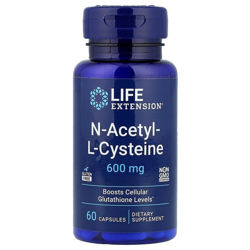 Аминокислота Life Extension N-Acetyl-L-Cysteine 600 mg, 60 капсул