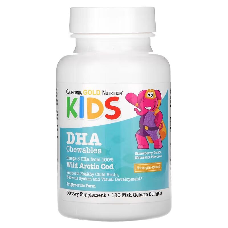 Жирные кислоты California Gold Nutrition Kids DHA Chewables, 180 капсул
