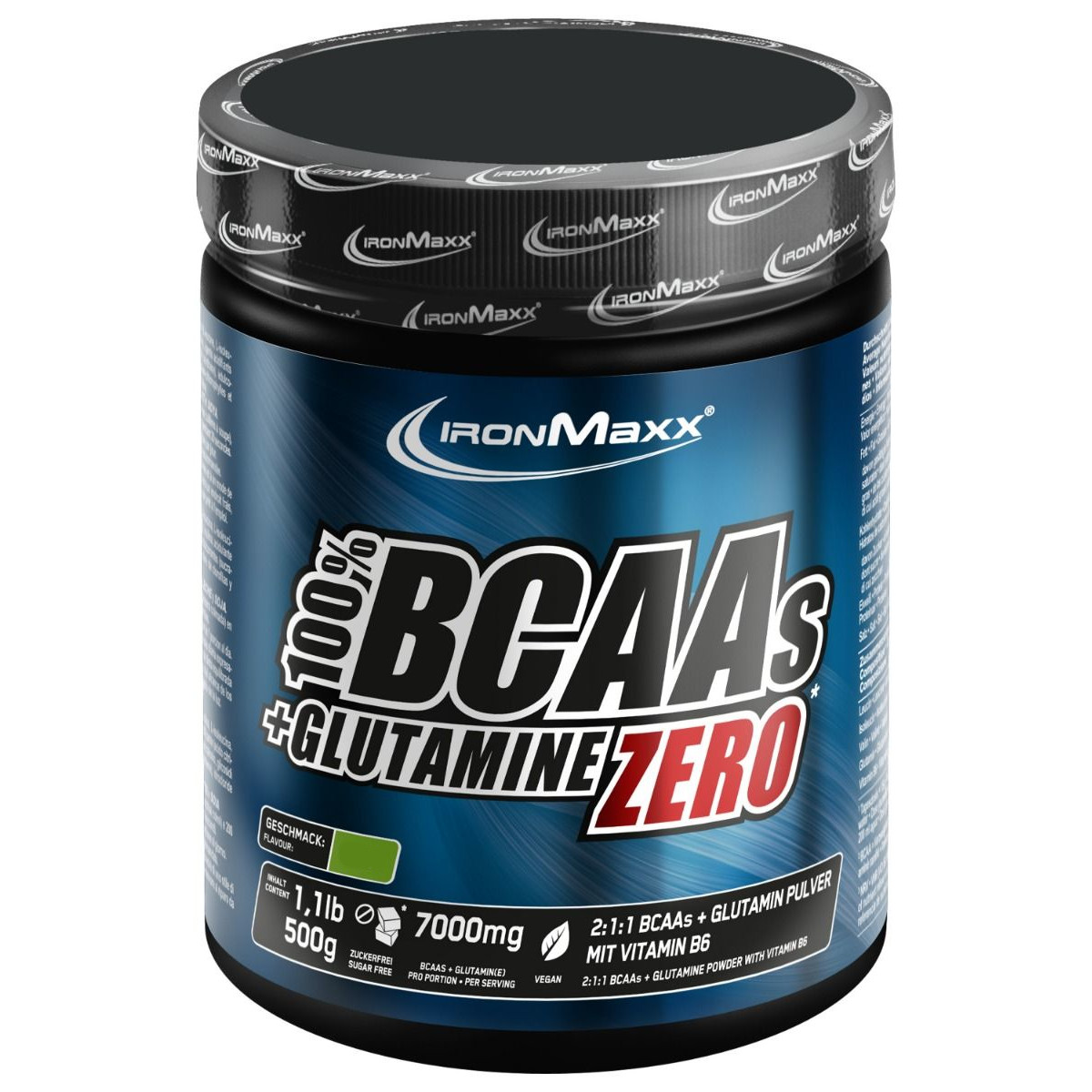 Амінокислота BCAA IronMaxx 100% BCAAs + Glutamine Zero, 500 грам