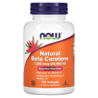 Витамины и минералы NOW Natural Beta Carotene, 180 капсул