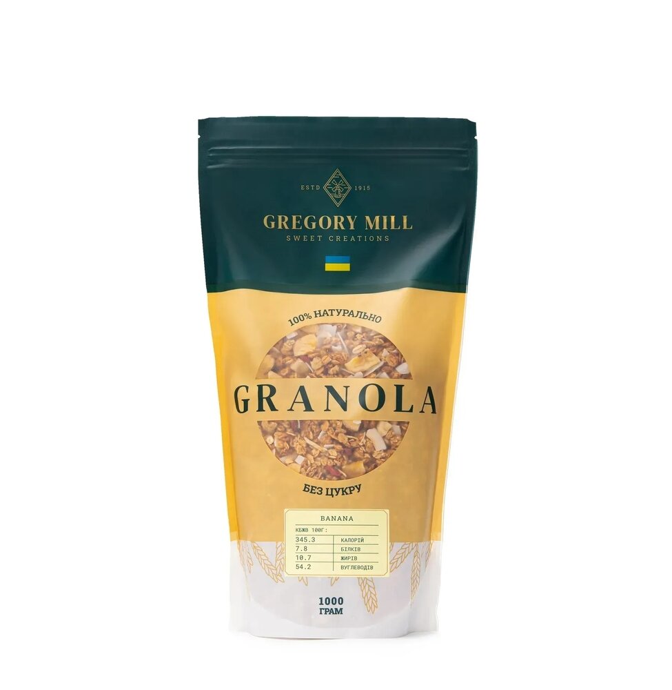 Заменитель питания Gregory Mill Granola Banana, 1 кг