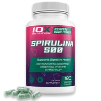 Натуральная добавка 10XNutrition Spirulina 500, 180 вегакапсул