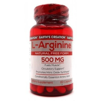 Аминокислота Earth‘s Creation L-Arginine 500 mg, 60 капсул