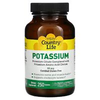 Витамины и минералы Country Life Potassium 99 mg,  250 таблеток