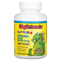Витамины и минералы Natural Factors Big Friends Vitamin D3 400 IU, 250 жевательных таблеток