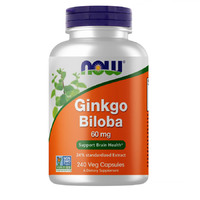 Натуральная добавка NOW Ginkgo Biloba 60 mg, 240 вегакапсул
