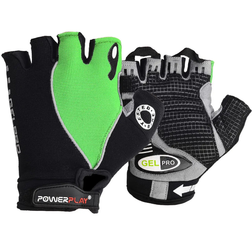 Велорукавички PowerPlay 5019 A, Black/Green