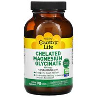 Витамины и минералы Country Life Chelated Magnesium Glycinate 400 mg, 90 таблеток