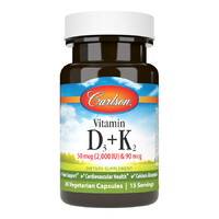Витамины и минералы Carlson Labs Vitamin D3 + K2, 30 вегакапсул