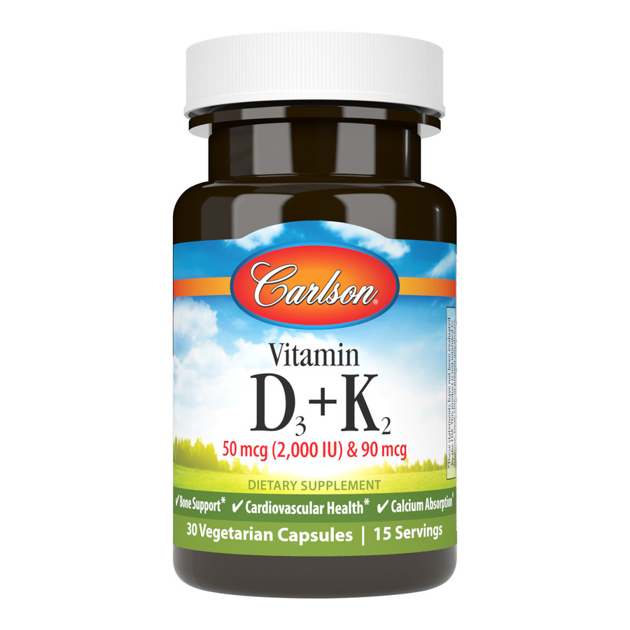 Витамины и минералы Carlson Labs Vitamin D3 + K2, 30 вегакапсул