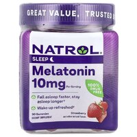 Натуральная добавка Natrol Melatonin Gummies 10 mg, 90 желеек - клубника