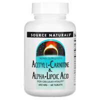 Жиросжигатель Source Naturals Acetyl L-Carnitine &amp; Alpha Lipoic Acid 650 mg, 60 таблеток