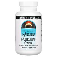 Аминокислота Source Naturals L-Arginine L-Citrulline Complex, 120 таблеток