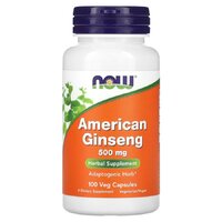 Натуральна добавка NOW American Ginseng 500 mg, 100 вегакапсул