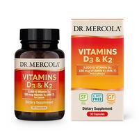 Витамины и минералы Dr. Mercola Vitamins D3 &amp; K2 5000 IU, 30 капсул