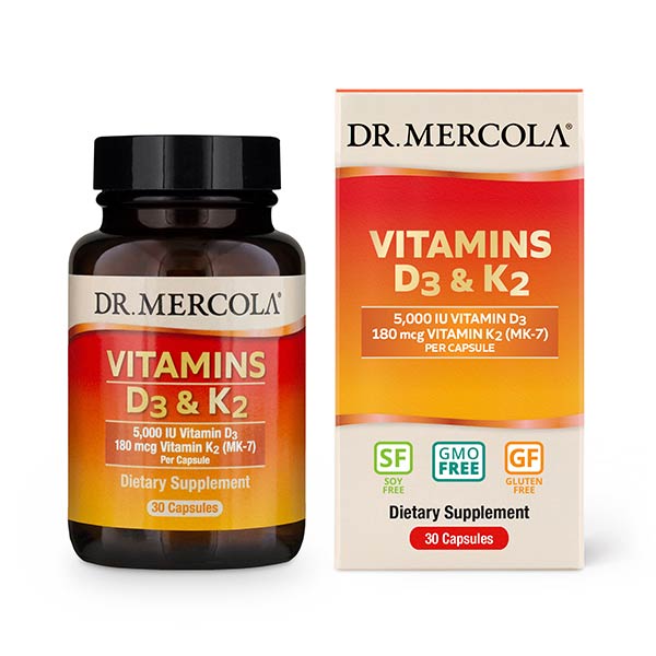 Вітаміни та мінерали Dr. Mercola Vitamins D3 &amp; K2 5000 IU, 30 капсул