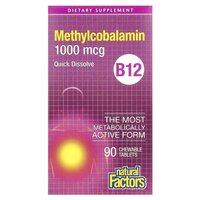 Витамины и минералы Natural Factors Methylcobalamin 1000 mcg, 90 жевательных таблеток