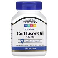 Жирні кислоти 21st Century Cod Liver Oil 400 mg, 110 капсул