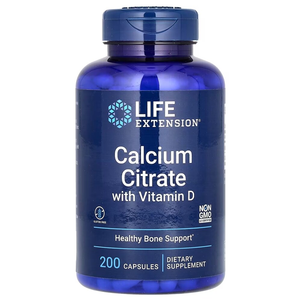 Витамины и минералы Life Extension Calcium Citrate with Vitamin D, 200 вегакапсул