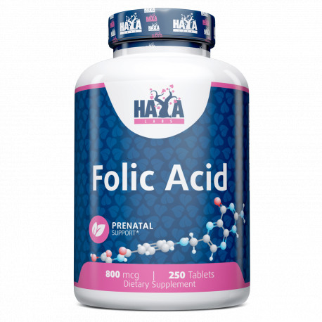 Витамины и минералы Haya Labs Folic Acid 800 mcg, 250 таблеток