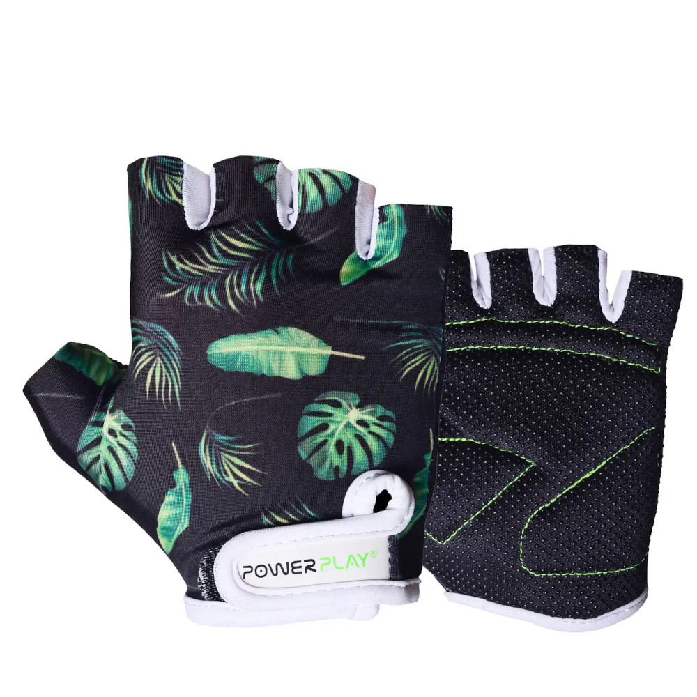 Велоперчатки PowerPlay 001 Leaves, Black