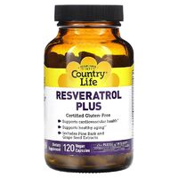 Натуральная добавка Country Life Resveratrol Plus, 120 вегакапсул