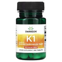 Витамины и минералы Swanson Vitamin K1 100 mcg, 100 таблеток