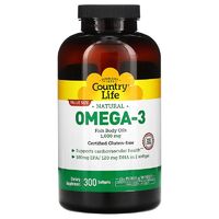 Жирные кислоты Country Life Natural Omega-3 1000 mg, 300 капсул