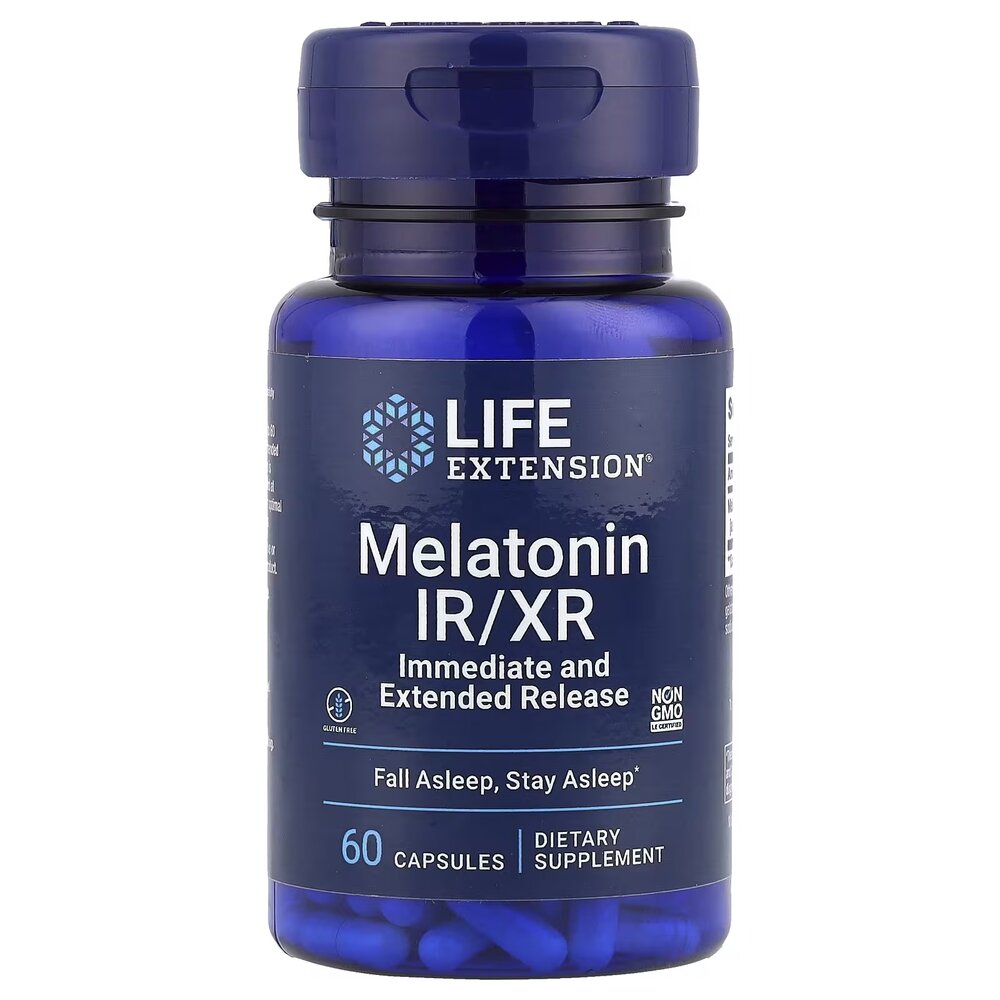 Натуральна добавка Life Extension Melatonin IR/XR, 60 вегакапсул