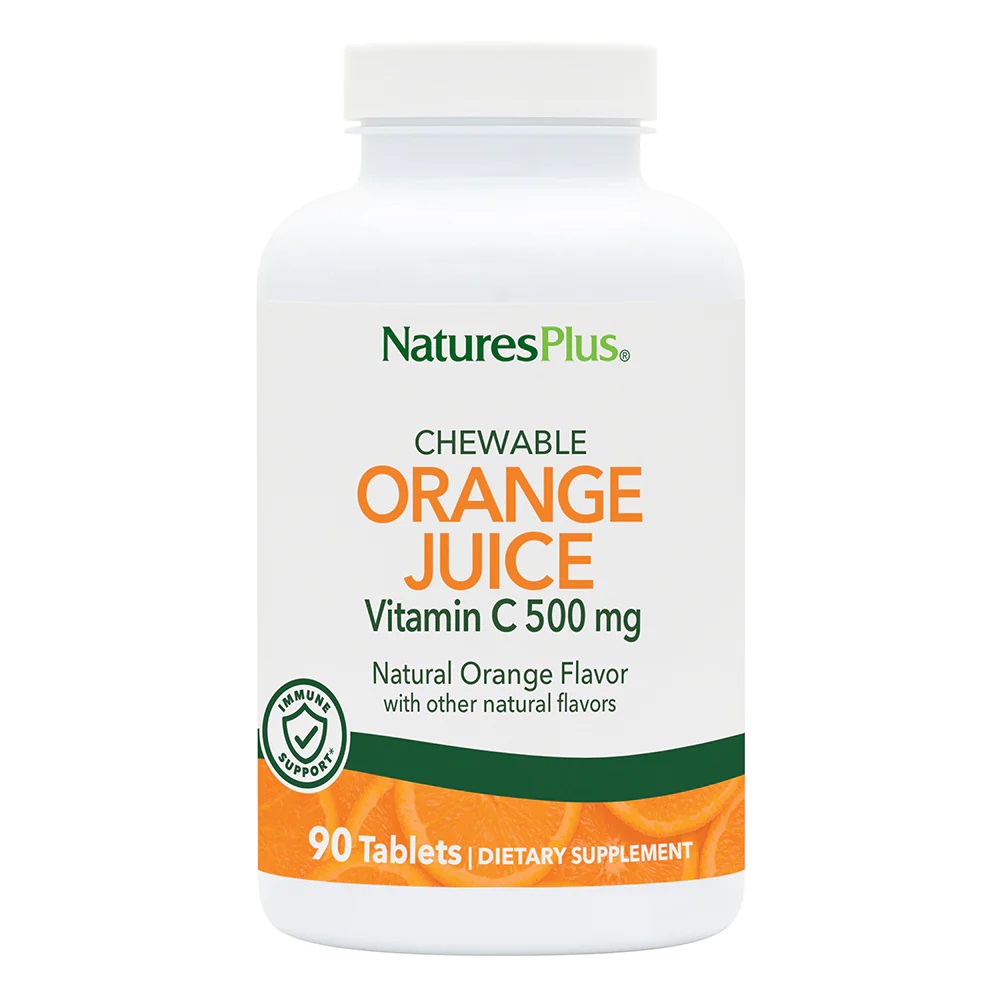 Витамины и минералы Natures Plus Orange Juice Vitamin C 500 mg, 90 жевательных таблеток