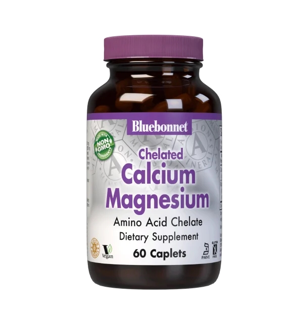 Витамины и минералы Bluebonnet Albion Chelated Calcium Magnesium, 60 каплет