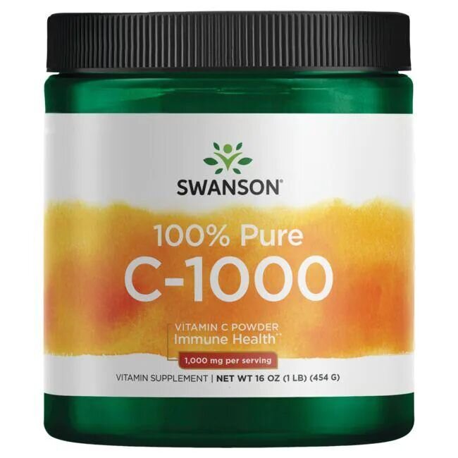 Вітаміни та мінерали Swanson 100% Pure Vitamin C Powder, 454 грамм