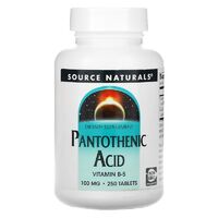 Витамины и минералы Source Naturals Pantothenic Acid 100 mg, 250 таблеток