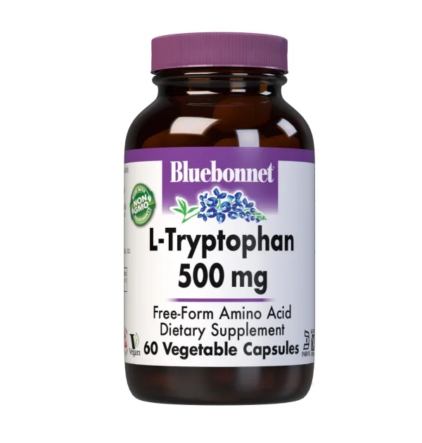 Аминокислота Bluebonnet L-Tryptophan 500 mg, 60 вегакапсул