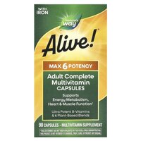 Витамины и минералы Nature's Way Alive! Max6 Potency With Iron, 90 капсул