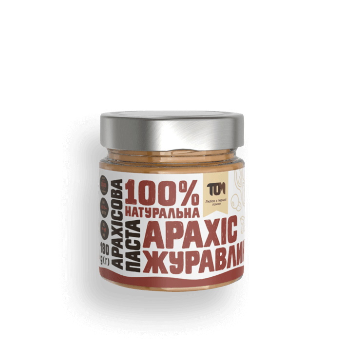 Заменитель питания TOM Арахисовая паста с клюквой, 180 грамм, СРОК 04.22