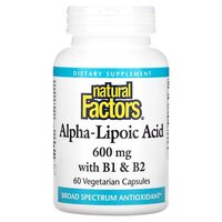 Натуральная добавка Natural Factors Alpha-Lipoic Acid with B1 &amp; B2, 60 вегакапсул