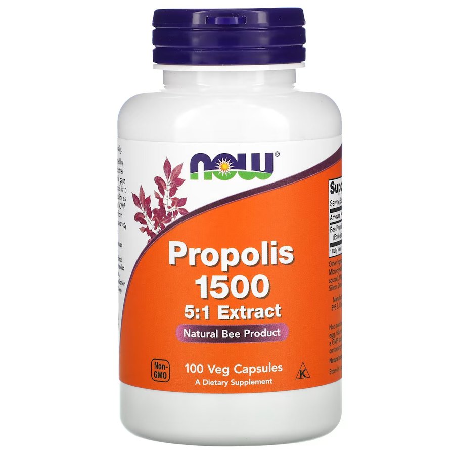 Натуральная добавка NOW Propolis 1500, 100 вегакапсул